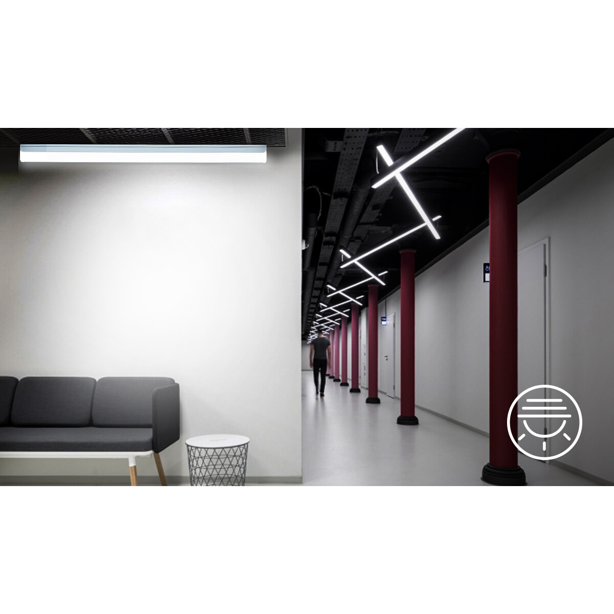 LED TL Feuchtraumleuchte mit T5 Röhre - Küchenbeleuchtung - Aigi Shado - 60cm - 12W - Koppelbar - Neutralweiß 4000K - Mattweiß