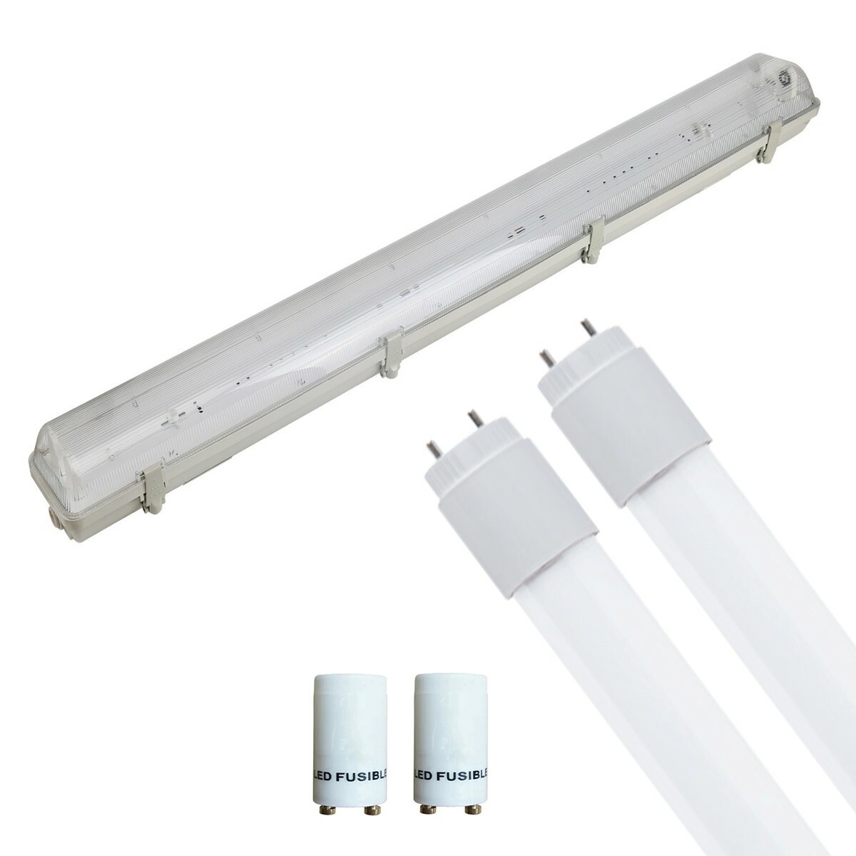 LED TL Feuchtraumleuchte mit T8 Röhre inkl. Starter - Aigi Hari - 120cm Doppelt - 32W - Kaltweiß 6400K - Wasserdicht IP65