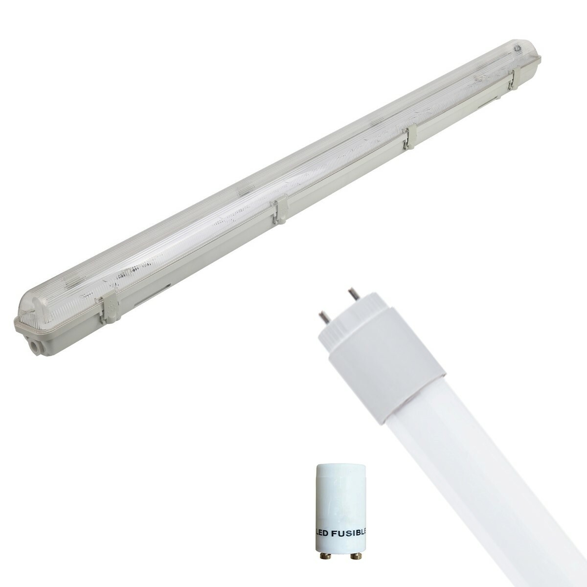 LED TL Feuchtraumleuchte mit T8 Röhre inkl. Starter - Aigi Hari - 150cm Einzel - 22W - Kaltweiß 6400K - Wasserdicht IP65