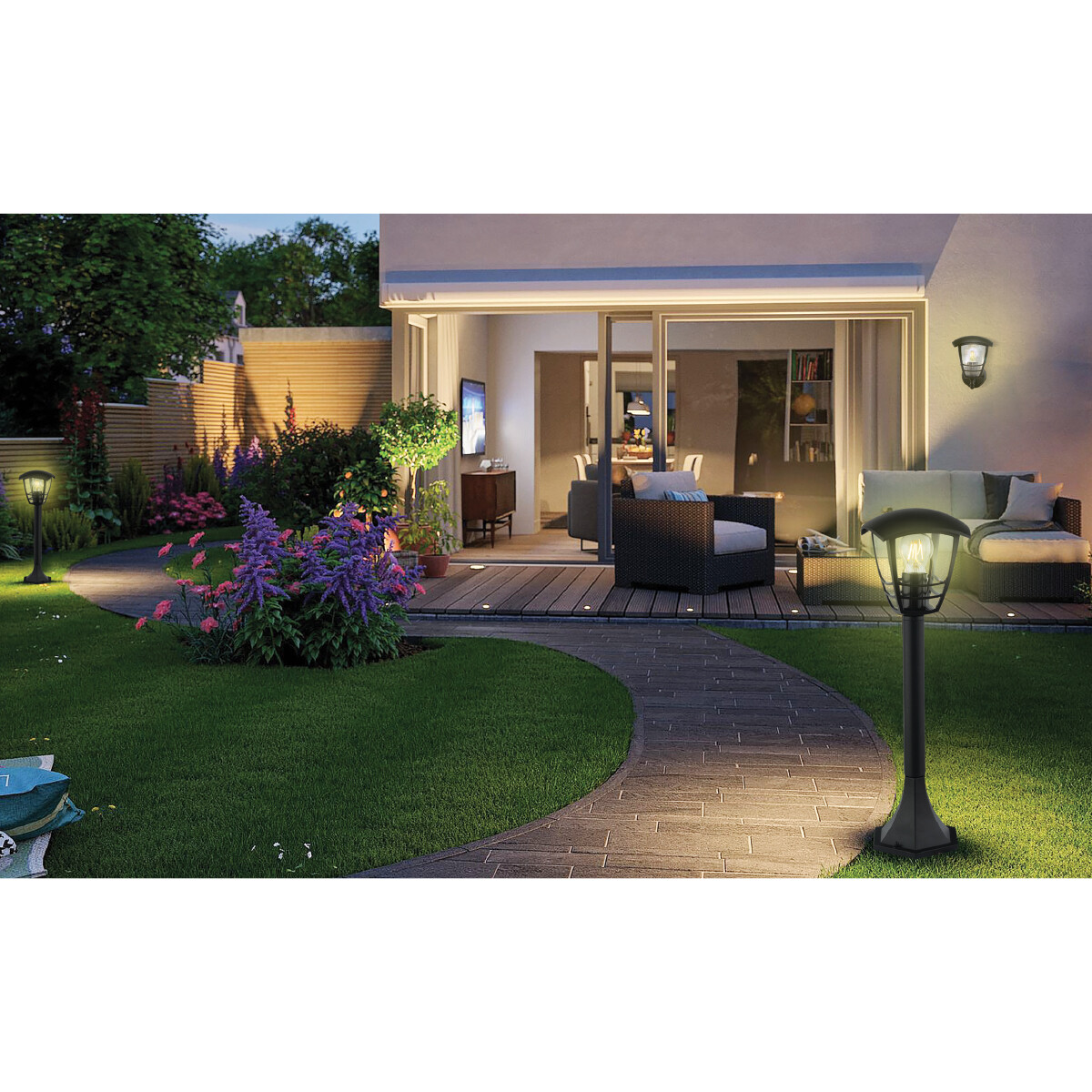 LED Gartenbeleuchtung - Außenleuchte - Narmy 1 - Wand - Matt Schwarz - E27 Fassung - Rund - Aluminium