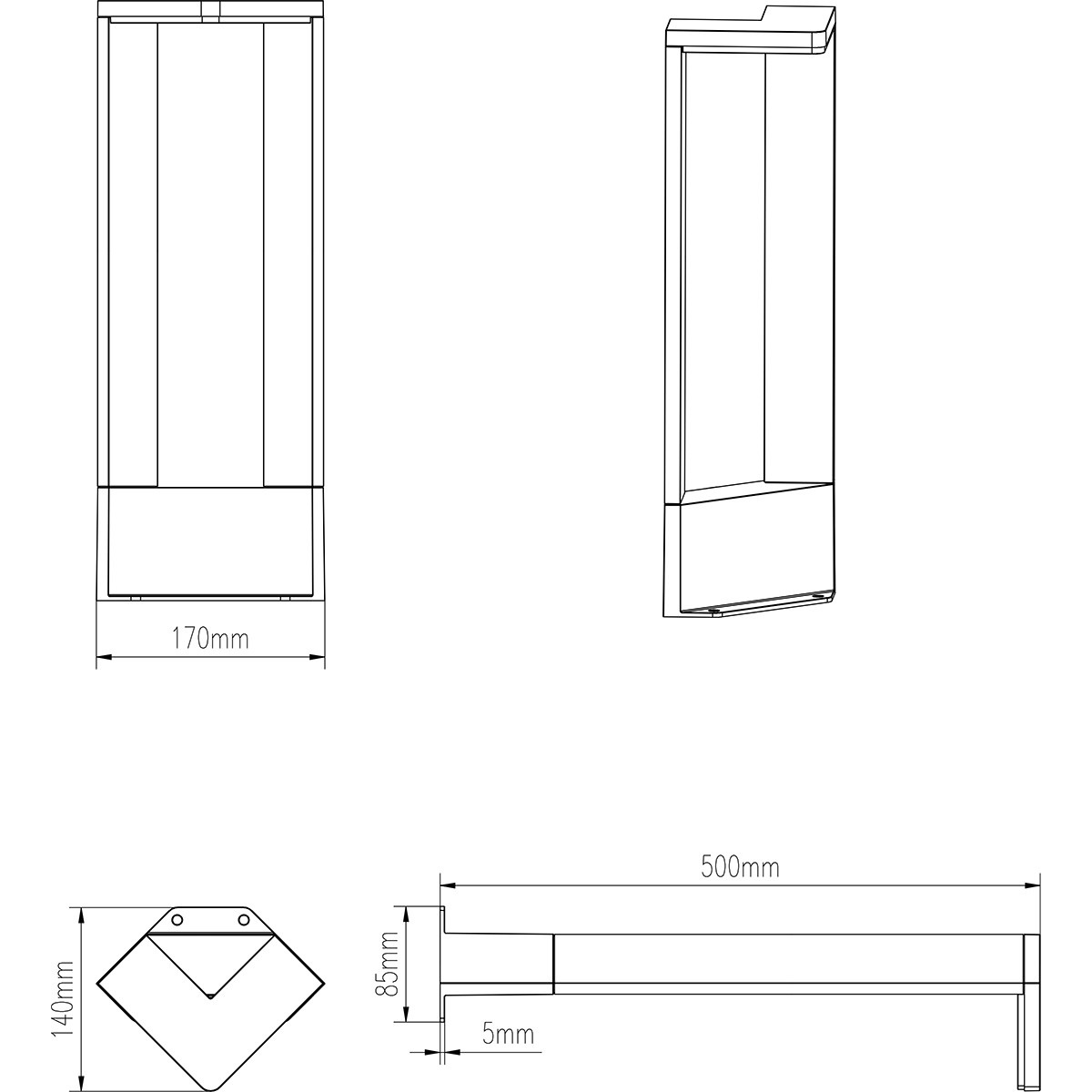 LED Pollerleuchte - Trion Gangy - 9W - Mattschwarz - Aluminium