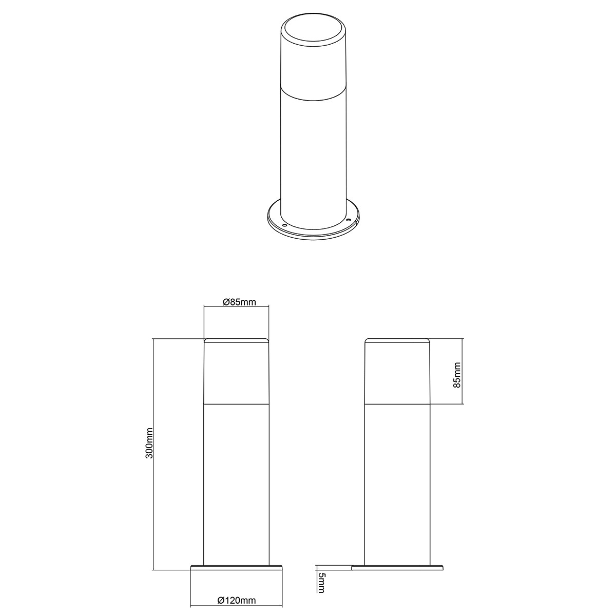 LED Pollerleuchte - Trion Hosina - E27 Sockel - Rostfarben - Aluminium