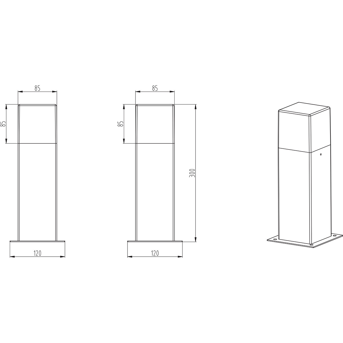 LED Pollerleuchte - Trion Hudsy - 4W - Mattschwarz - Aluminium