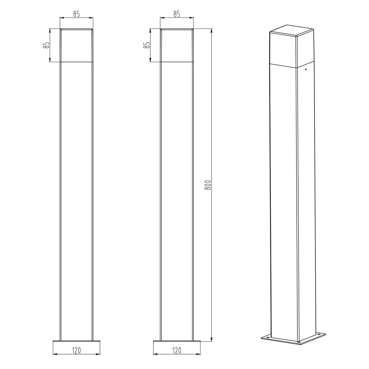 LED Pollerleuchte - Trion Hudsy XL - 4W - Matt Titan - Aluminium