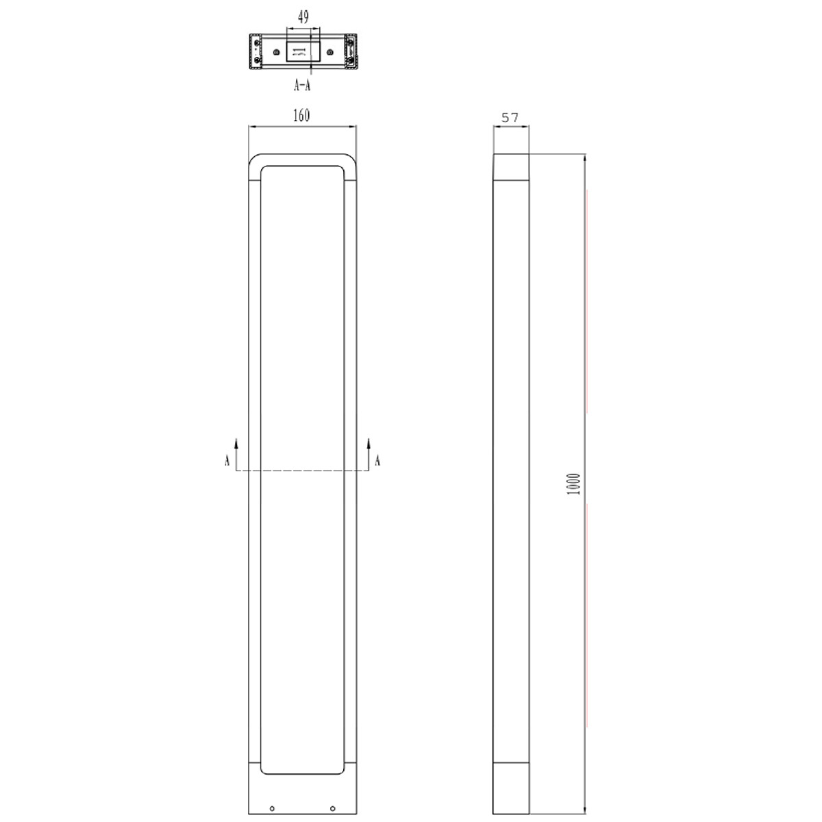 LED Pollerleuchte - Trion Riona XL - 4W - Mattschwarz - Aluminium