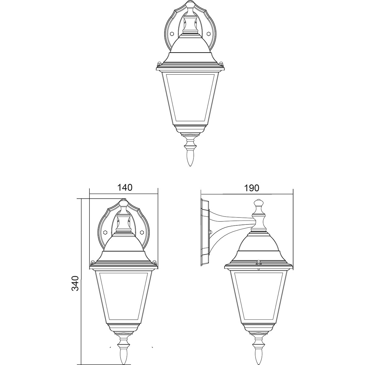 LED Gartenbeleuchtung - Außenleuchte - Trion Zena Down - E27 Fassung - Spritzwassergeschützt IP44 - Matt Schwarz - Aluminium