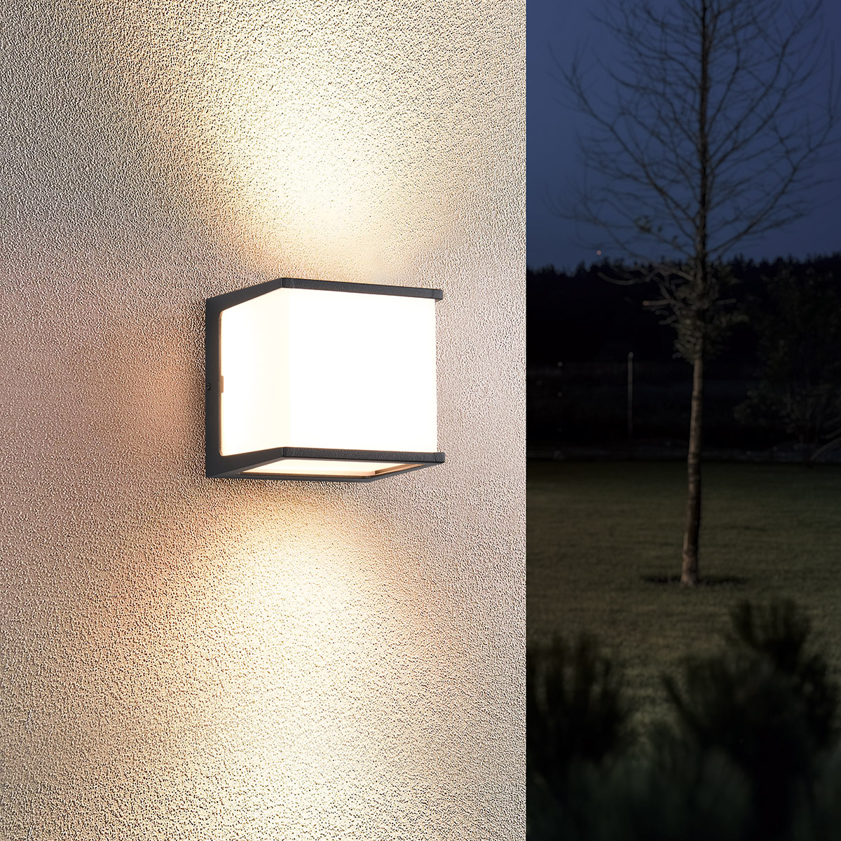 LED Gartenbeleuchtung - Außenleuchte - Wandleuchte - Trion Lera - 8W - Warmweiß 3000K - Vierkant - Matt Schwarz - Aluminium