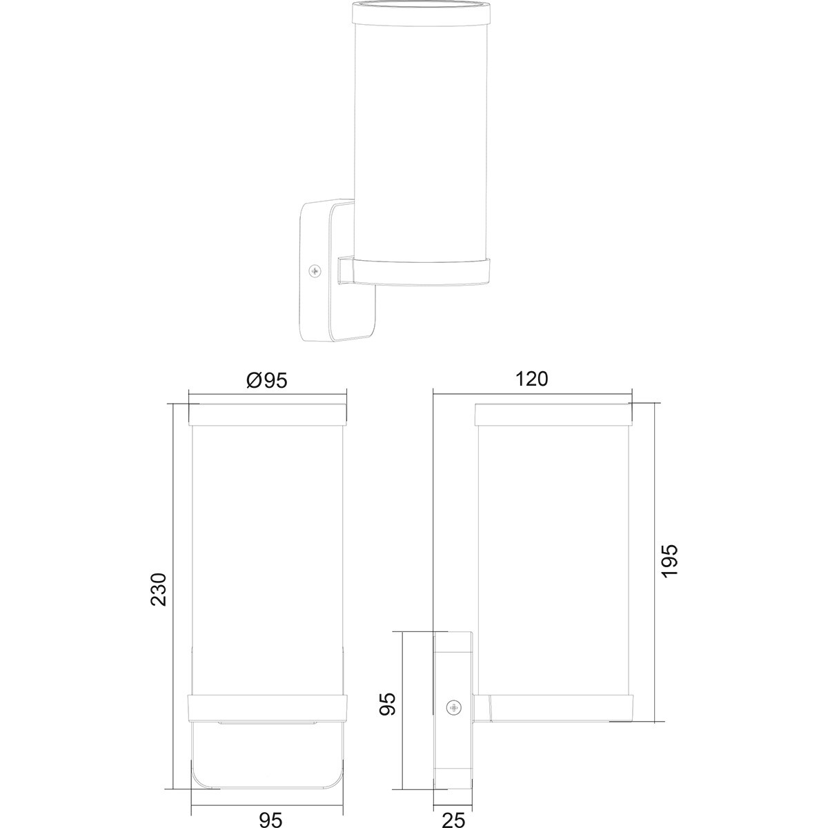 LED Gartenbeleuchtung - Außenleuchte - Wandleuchte - Trion Tino - E27 Fassung - Spritzwassergeschützt IP44 - Matt Schwarz - Aluminium