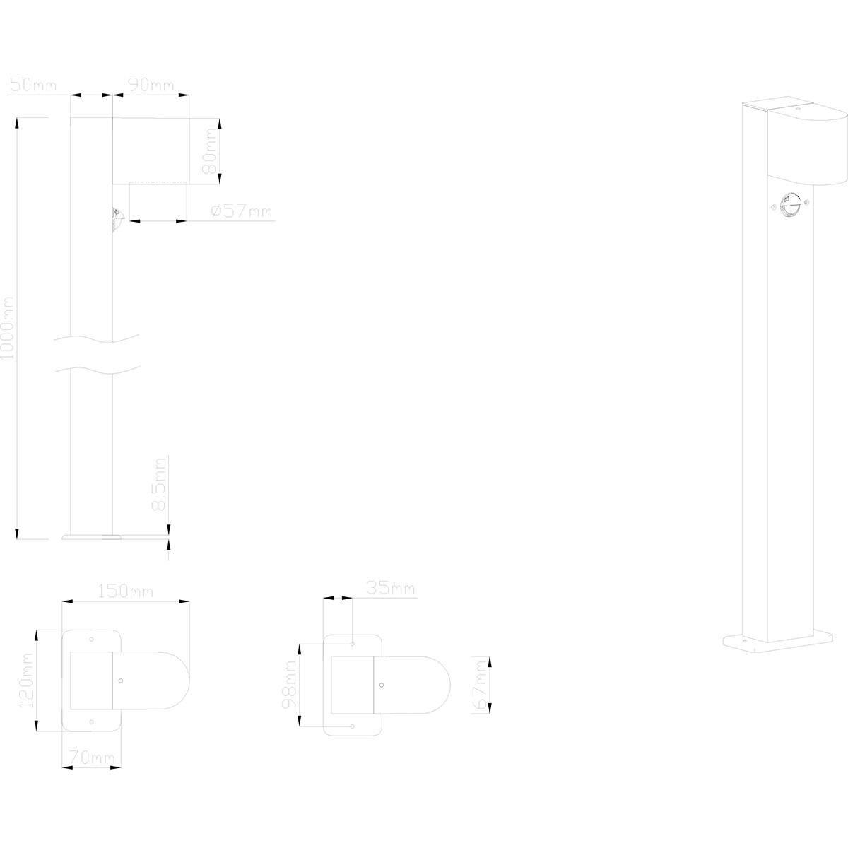 LED Gartenbeleuchtung mit Bewegungsmelder - Stehlampe - Trion Royina XL - Standmodell - GU10 Fassung - Spritzwassergeschützt IP44 - Rund - Mattanthrazit - Aluminium