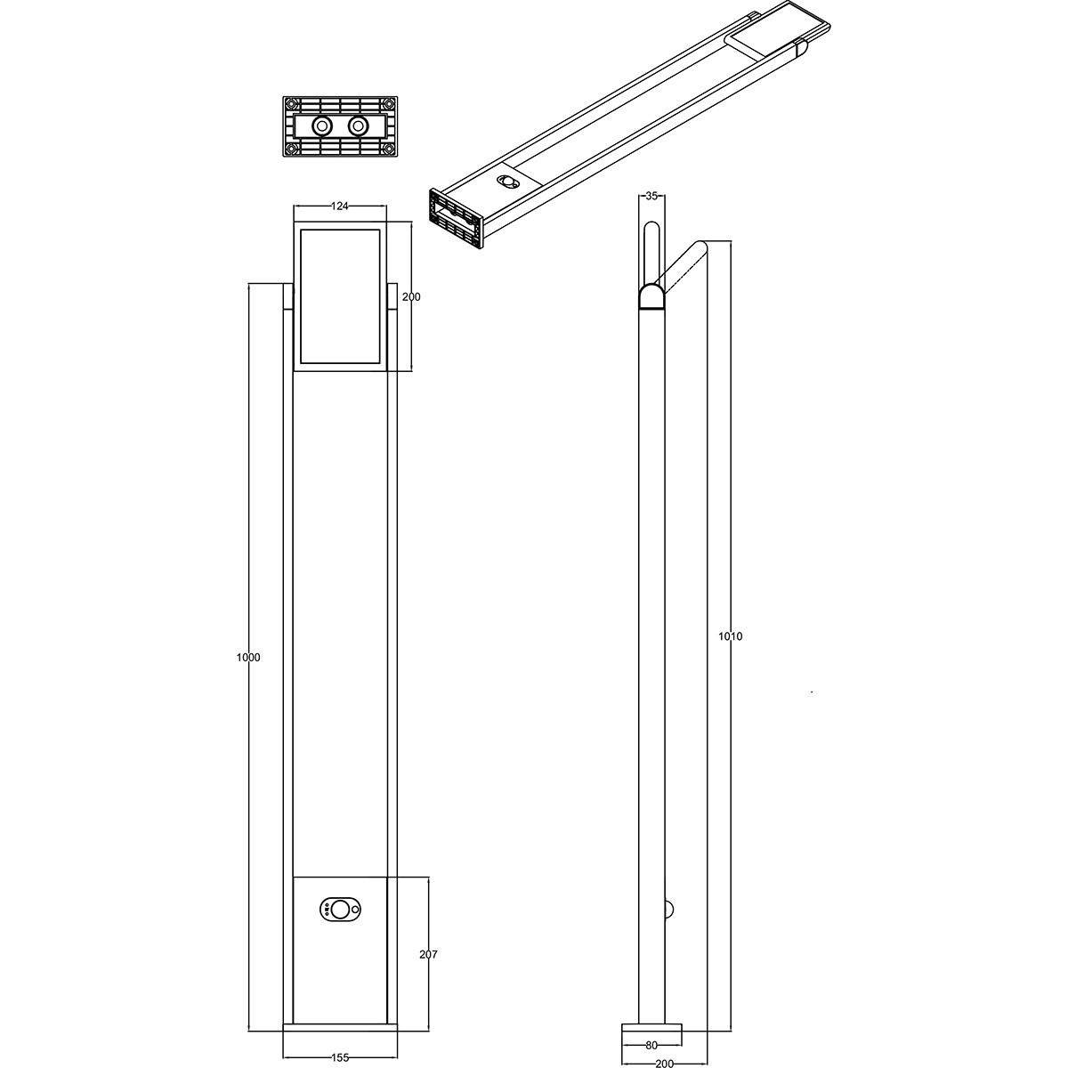 LED-Gartenbeleuchtung mit Bewegungsmelder - Stehleuchte - Trion Walla - 5W - Einstellbare Farbe - Rechteckig - Anthrazit - Aluminium - 101cm