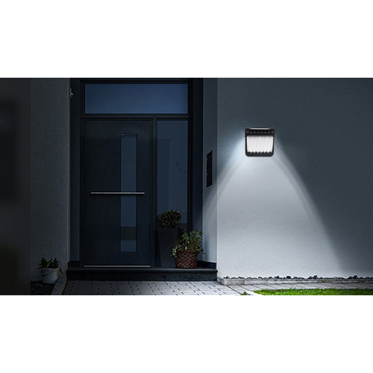 LED Gartenbeleuchtung mit Solarenergie - Tag- und Nacht-Sensor - Wandlampe - Aigi Vunci - 0.12W - Kaltweiß 6500K - Mattschwarz - Kunststoff