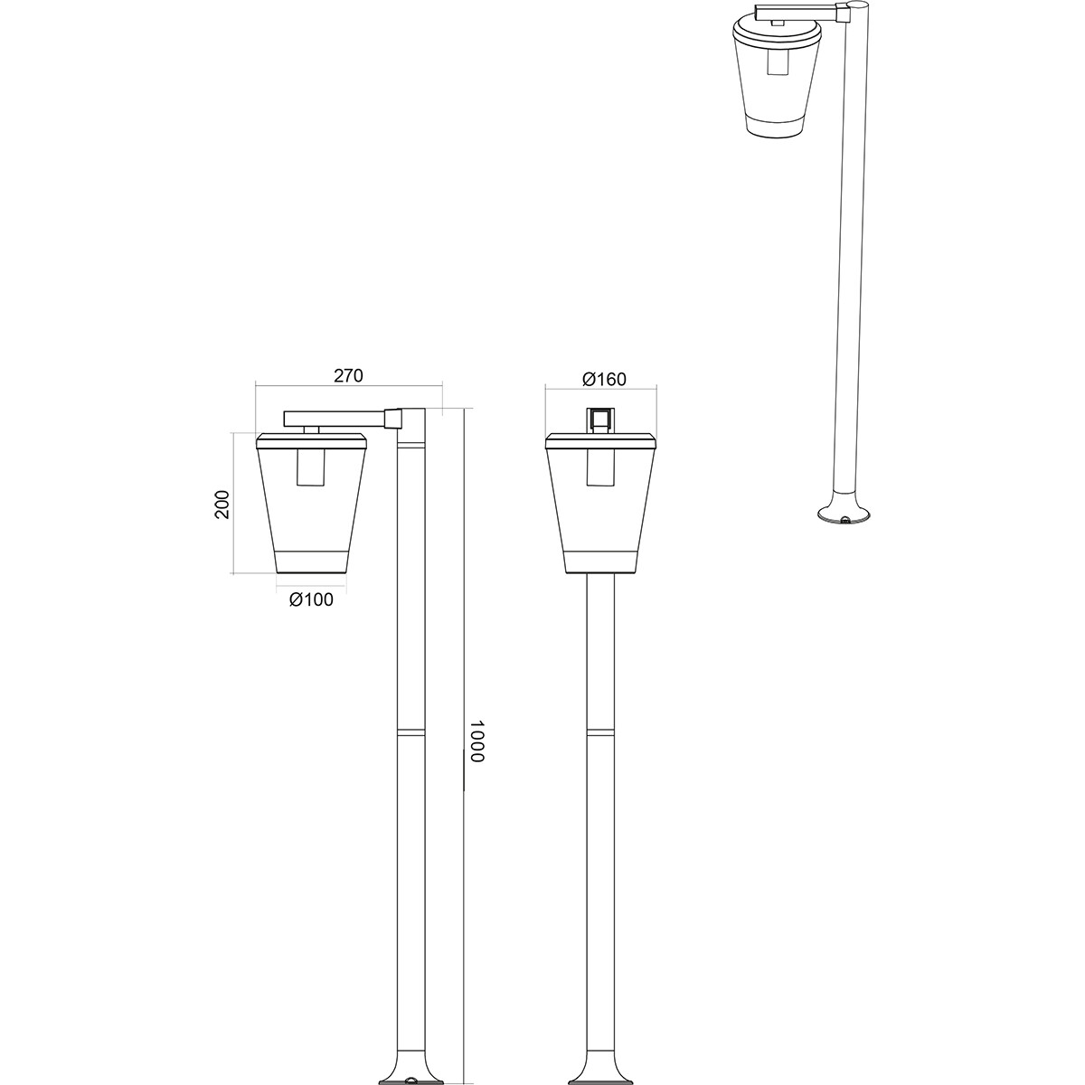 LED Gartenbeleuchtung - Stehende Außenleuchte - Trion Civonu - E27 Fassung - 1-lichts - Spritzwassergeschützt IP44 - Rund - Matt Anthrazit - Aluminium