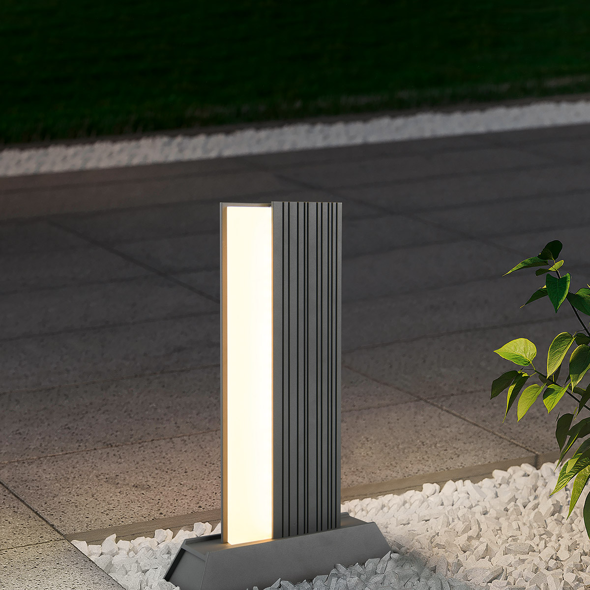 LED Gartenbeleuchtung - Stehleuchte Außenleuchte - Trion Riza - 11W - Warmweiß 3000K - Rechteckig - Anthrazit - Aluminium