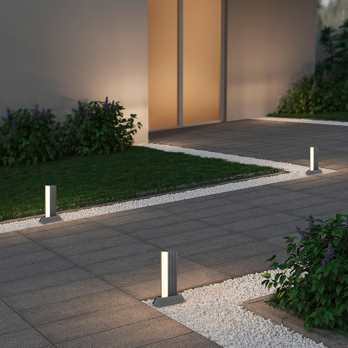 LED Gartenbeleuchtung - Stehleuchte Außenleuchte - Trion Riza - 11W - Warmweiß 3000K - Rechteckig - Anthrazit - Aluminium