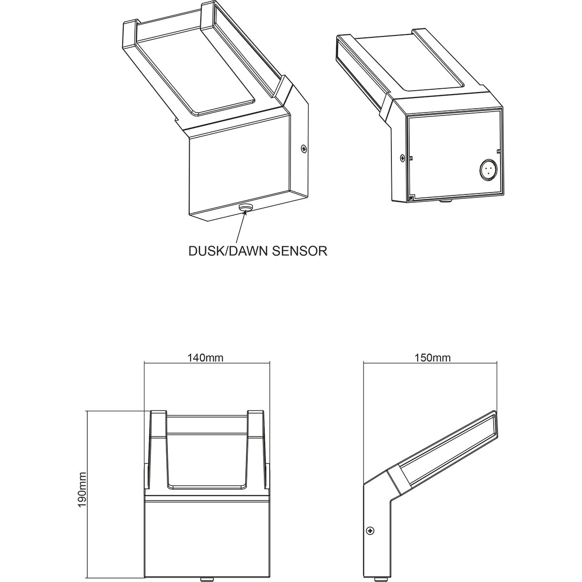 LED Außenwandleuchte - Trion Gamby - Dämmerungssensor - 10W - Mattschwarz - Aluminium