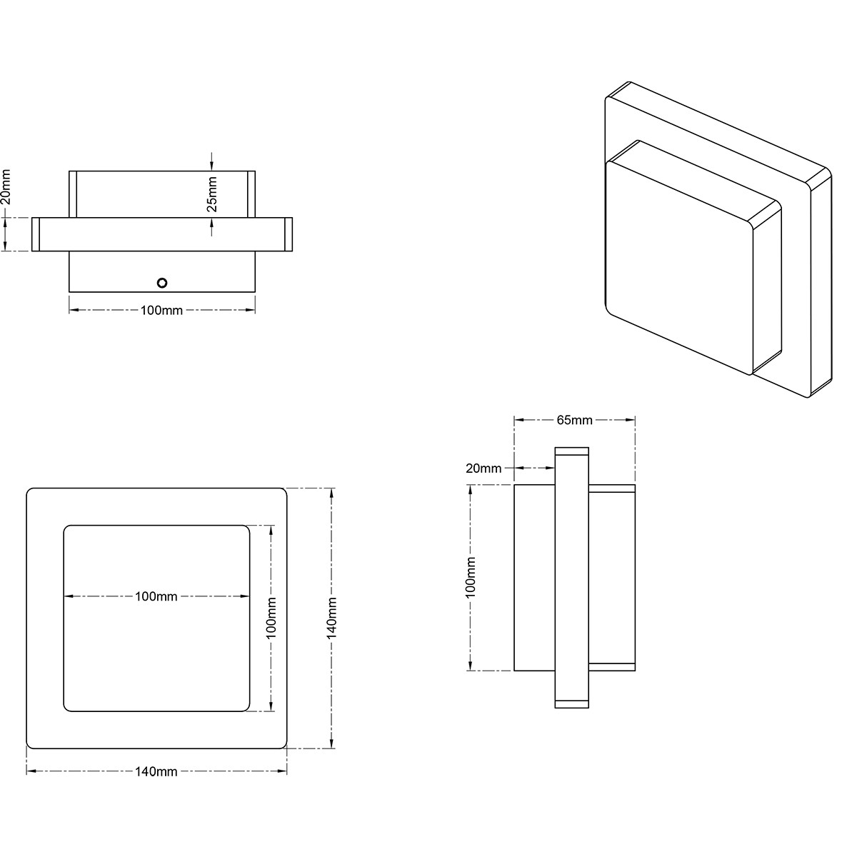 LED Außendeckenleuchte - Trion Hando - 3W - Mattschwarz - Aluminium