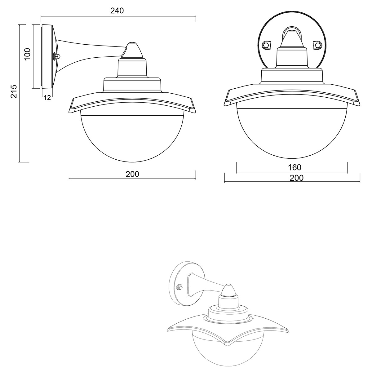 LED Außenwandleuchte - Trion Danizo - E27 Sockel - Mattschwarz - Aluminium