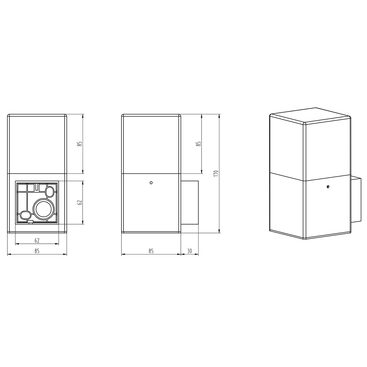 LED Außenwandleuchte - Trion Hudsy - 4W - Warmweiß 3000K - Quadratisch - Matt Titan - Aluminium