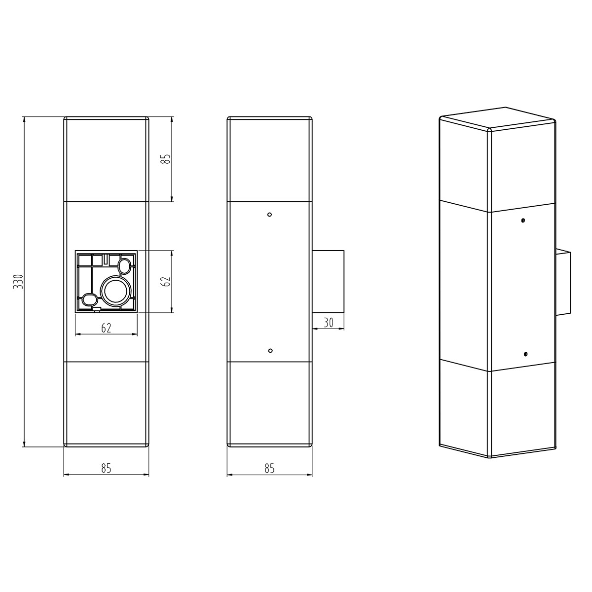 LED Außenwandleuchte - Trion Hudsy - 8W - Warmweiß 3000K - Quadratisch - Mattschwarz - Aluminium