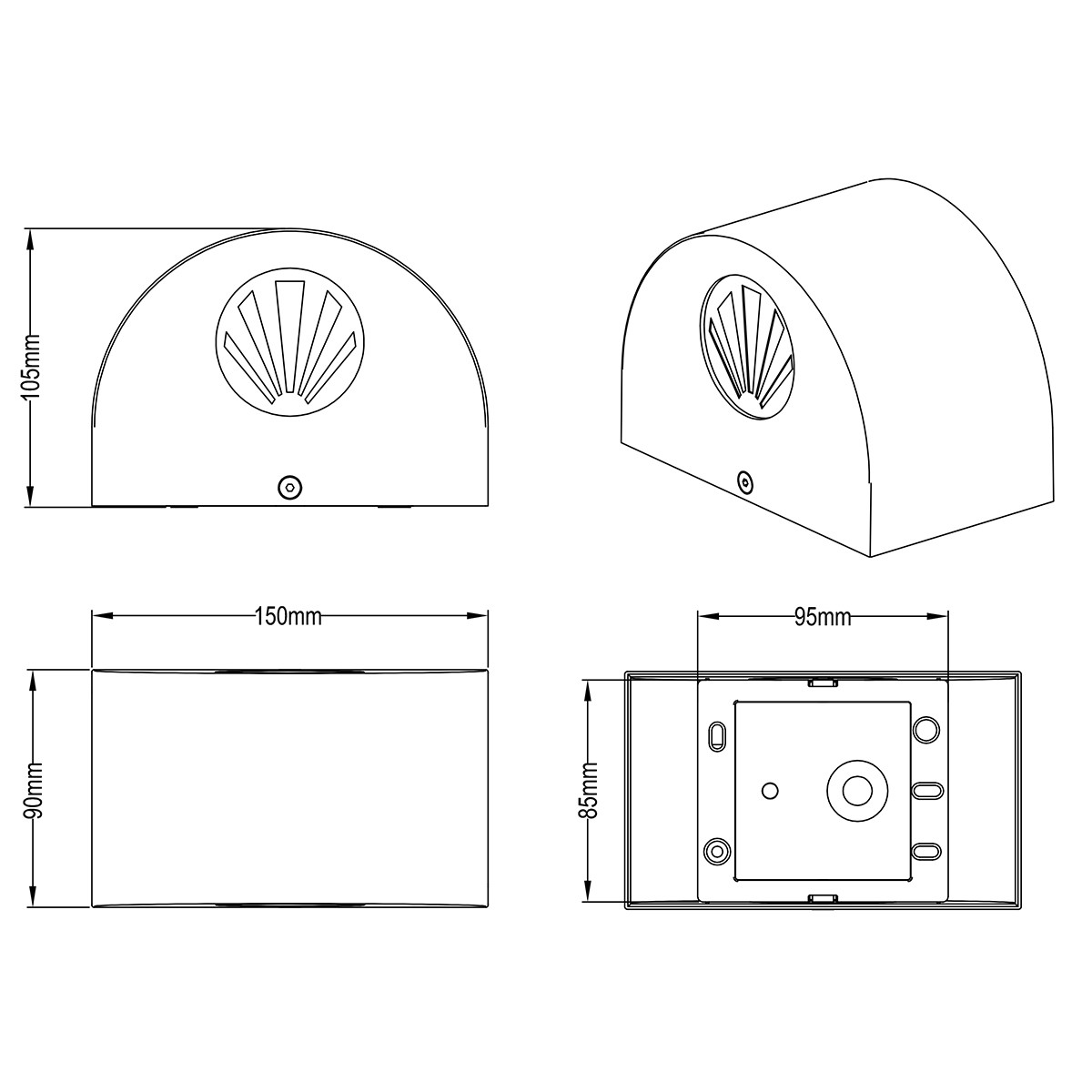 LED Außenwandleuchte - Trion Rosina - 4W - Mattschwarz - Kunststoff