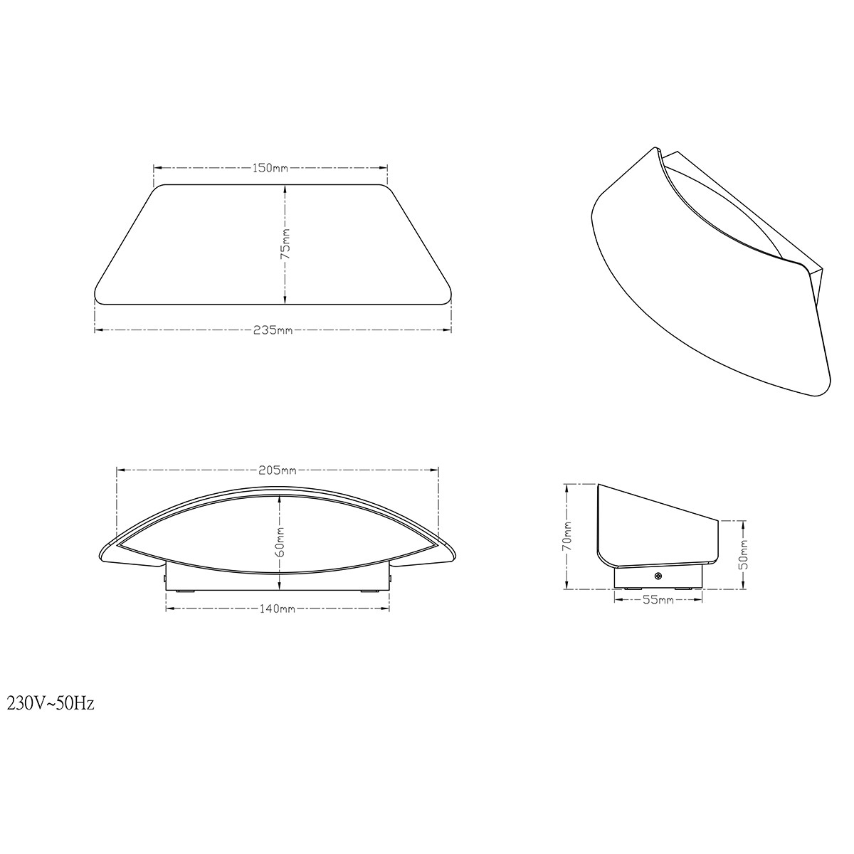 LED Außenwandleuchte - Trion Sacamon - 7W - Mattschwarz - Aluminium