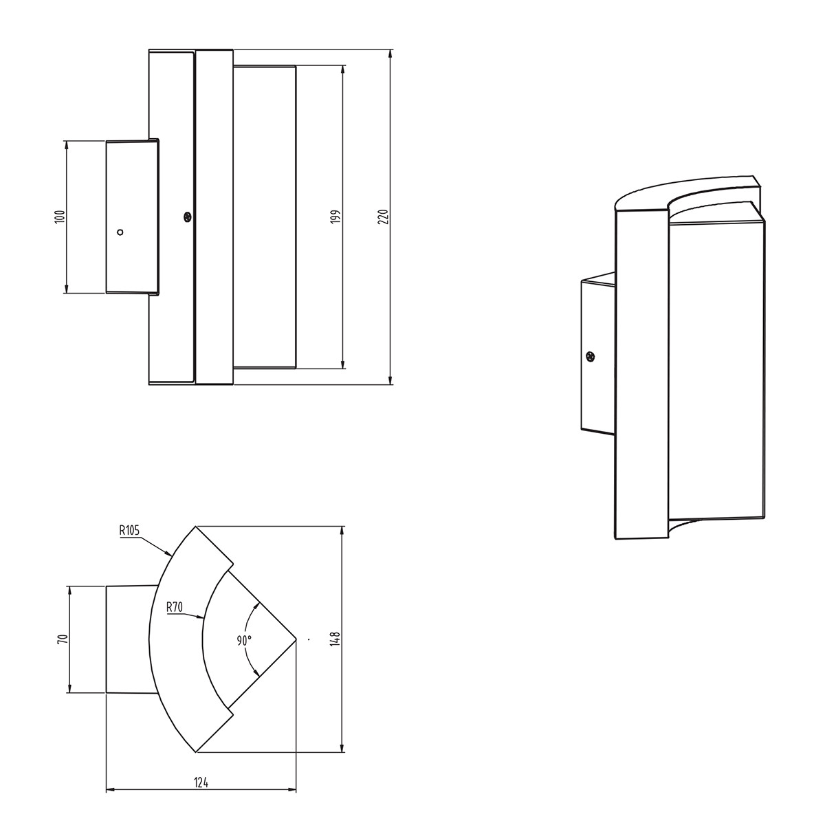 LED Außenwandleuchte - Trion Soane - 8W - Mattschwarz - Aluminium