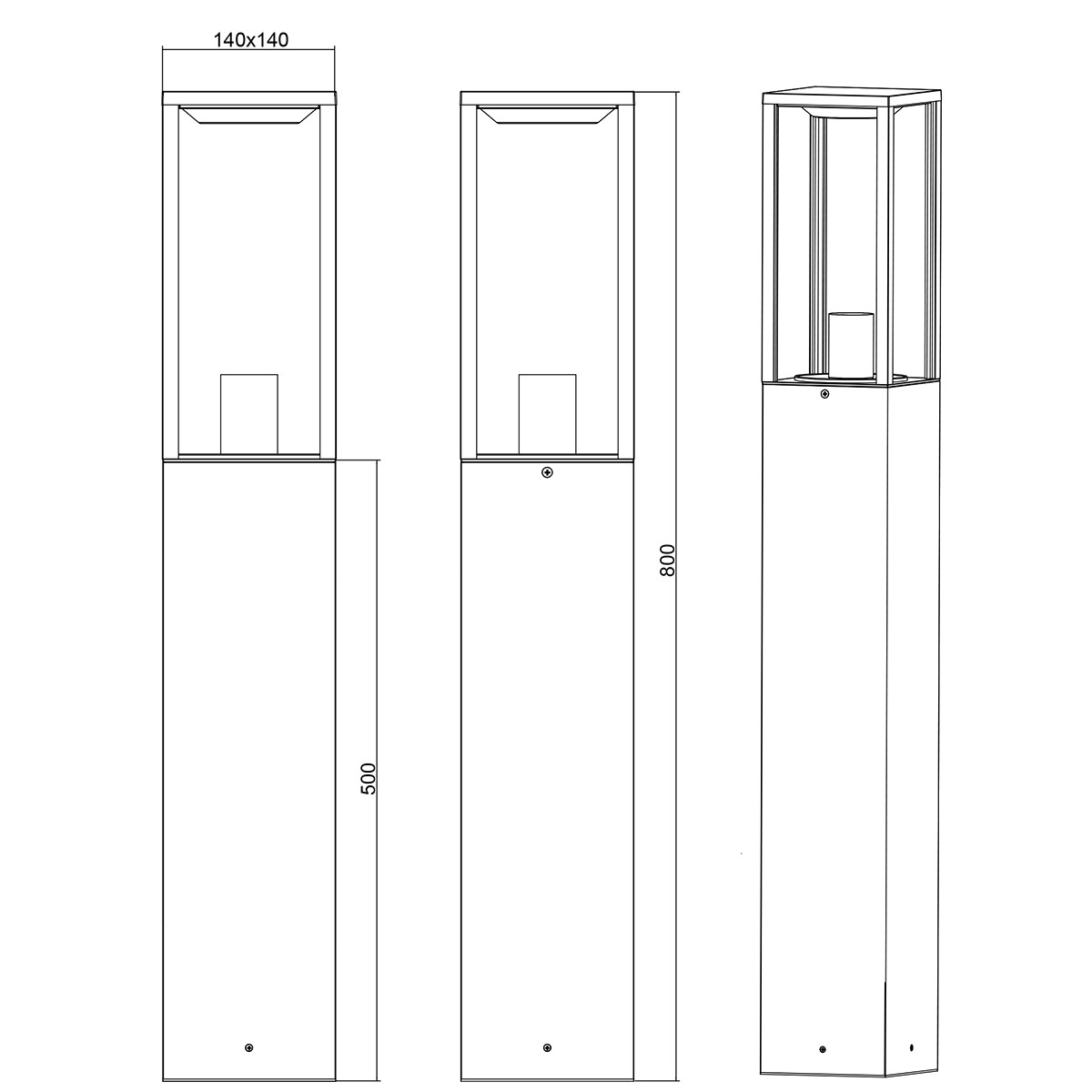 LED Pollerleuchte - Trion Garinola - E27 Sockel - Anthrazit - Aluminium