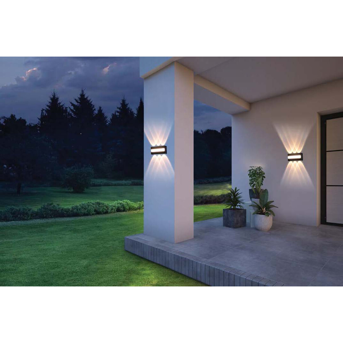 LED Gartenbeleuchtung - Außenwandleuchte - Tistow Up and Down - 5W - 1-flammig - Neutralweiß 4200K - Wasserdicht IP65 - Rechteck - Mattschwarz - Aluminium