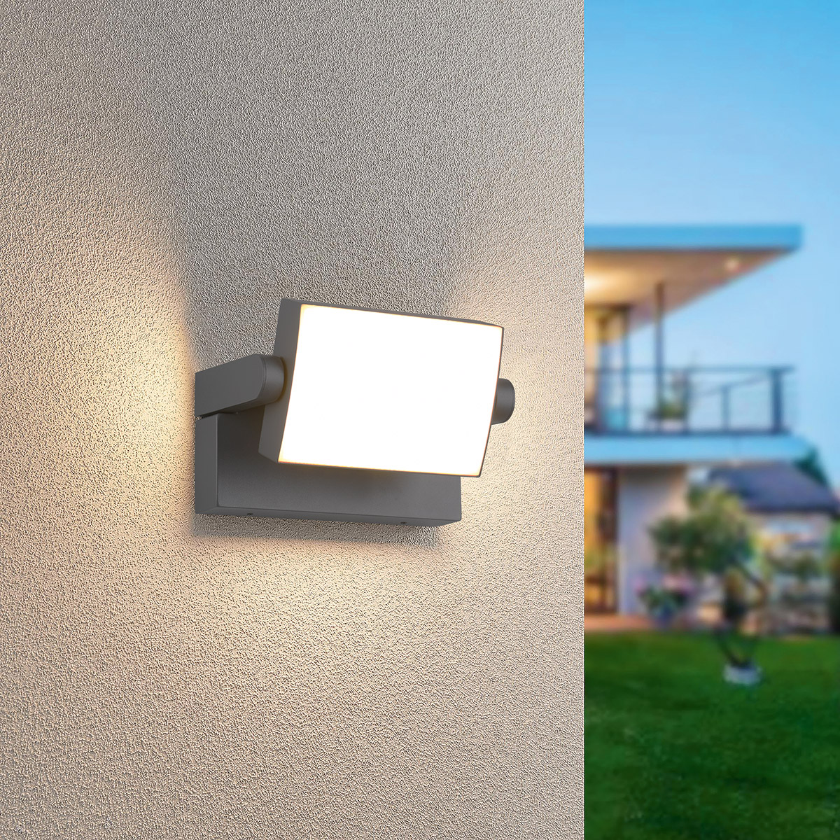 LED Gartenbeleuchtung - Wandleuchte Außenleuchte - Trion Sansar - 10W - Warmweiß 3000K - Wasserdicht IP54 - Anthrazit - Aluminium