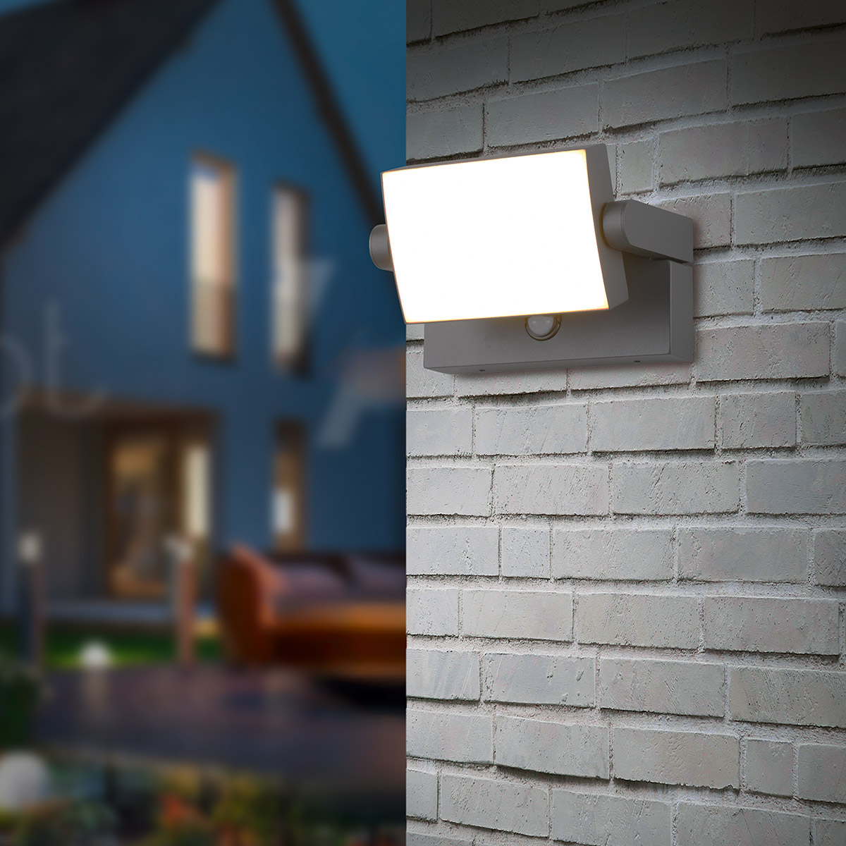 LED Gartenbeleuchtung - Wandleuchte Außenleuchte - Trion Sansar - 10W - Warmweiß 3000K - Wasserdicht IP54 - Bewegungssensor - Anthrazit - Aluminium