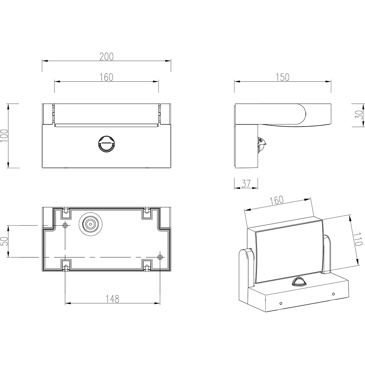 LED Gartenbeleuchtung - Wandleuchte Außenleuchte - Trion Sansar - 10W - Warmweiß 3000K - Wasserdicht IP54 - Bewegungssensor - Anthrazit - Aluminium