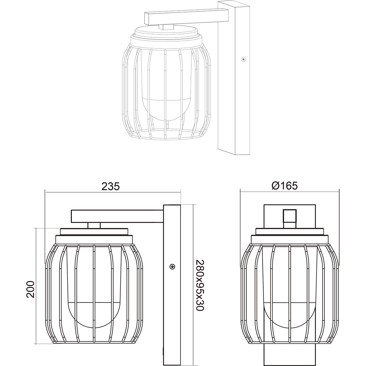 LED Gartenbeleuchtung - Wandleuchte - Trion Tinolo - E27 Fassung - Rund - Spritzwassergeschützt IP44 - Matt Anthrazit - Aluminium