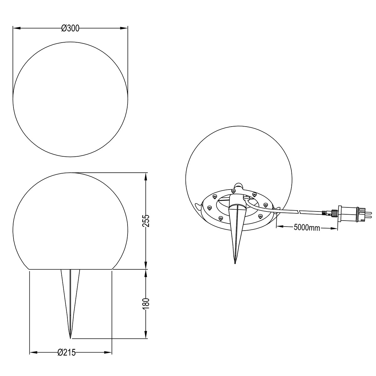 LED Erdspießlampe mit Stecker WiZ - Trion Necty - Smart LED - Dimmbar - Einstellbare Farbtemperatur - Spritzwassergeschützt - Fernbedienung - RGBW