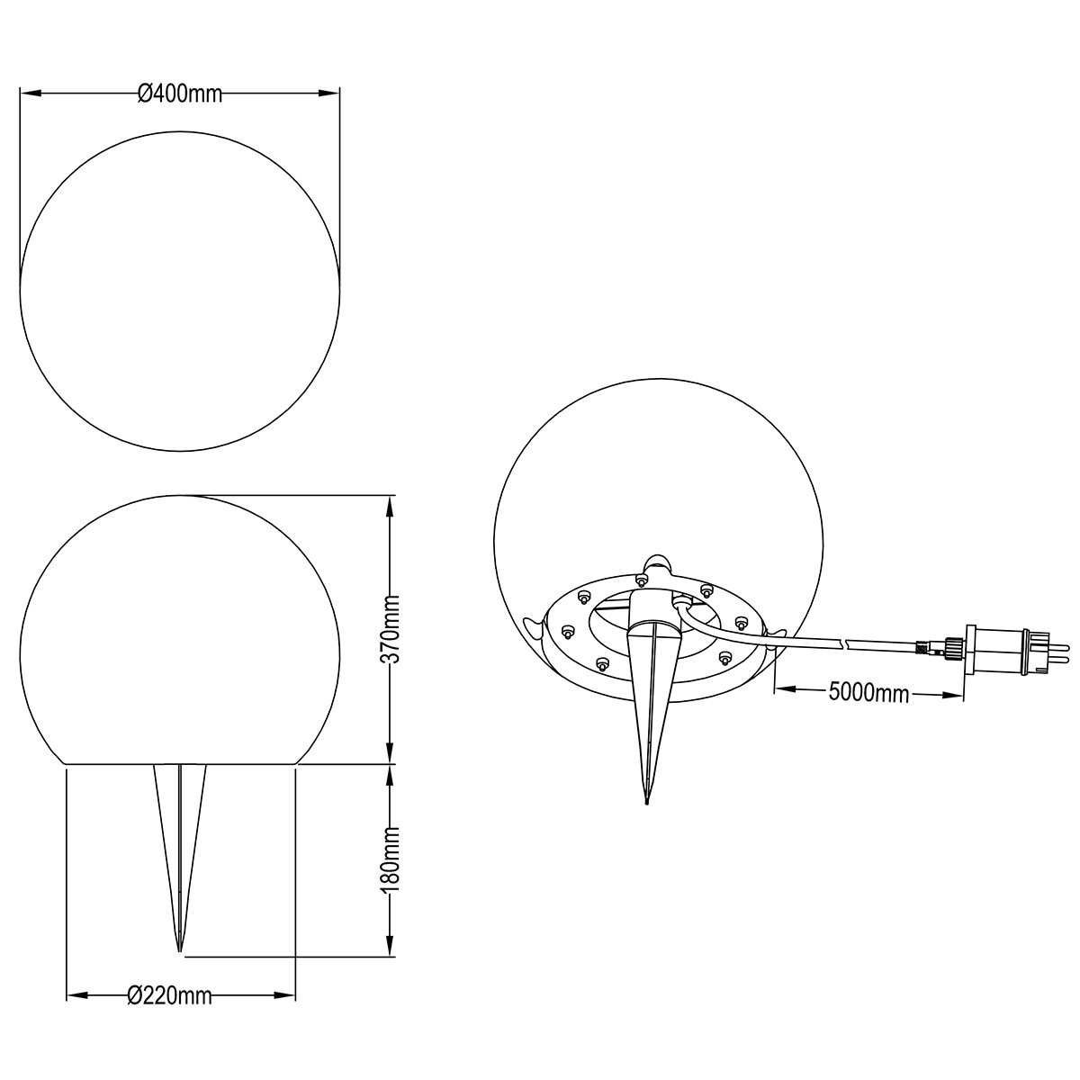 LED Erdspießlampe mit Stecker WiZ - Trion Necty XL - Smart LED - Dimmbar - Einstellbare Farbtemperatur - Spritzwassergeschützt - Fernbedienung - RGBW