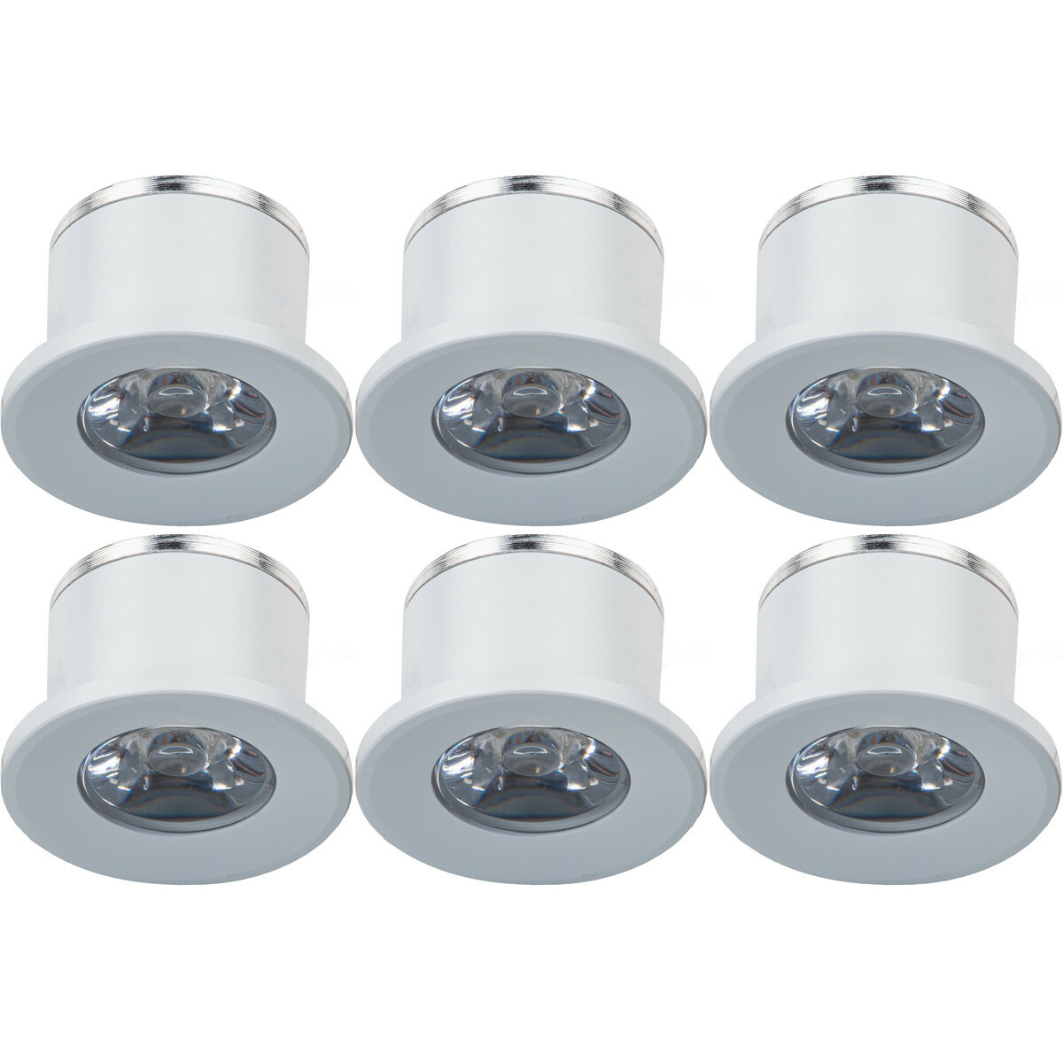 LED Veranda Spot Leuchten 6er Pack - 1W -  Universalweiß 4000K - Einbau - Dimmbar - Rund - Mattweiß - Aluminium - Ø31mm