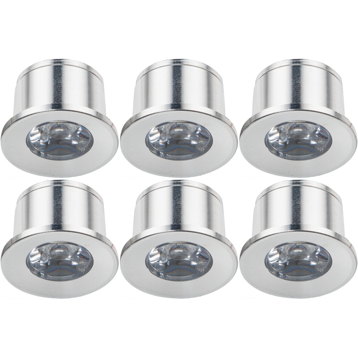 LED Veranda Spot Leuchten 6er Pack - 1W -  Universalweiß 4000K - Einbau - Rund - Matt Silber - Aluminium - Ø31mm