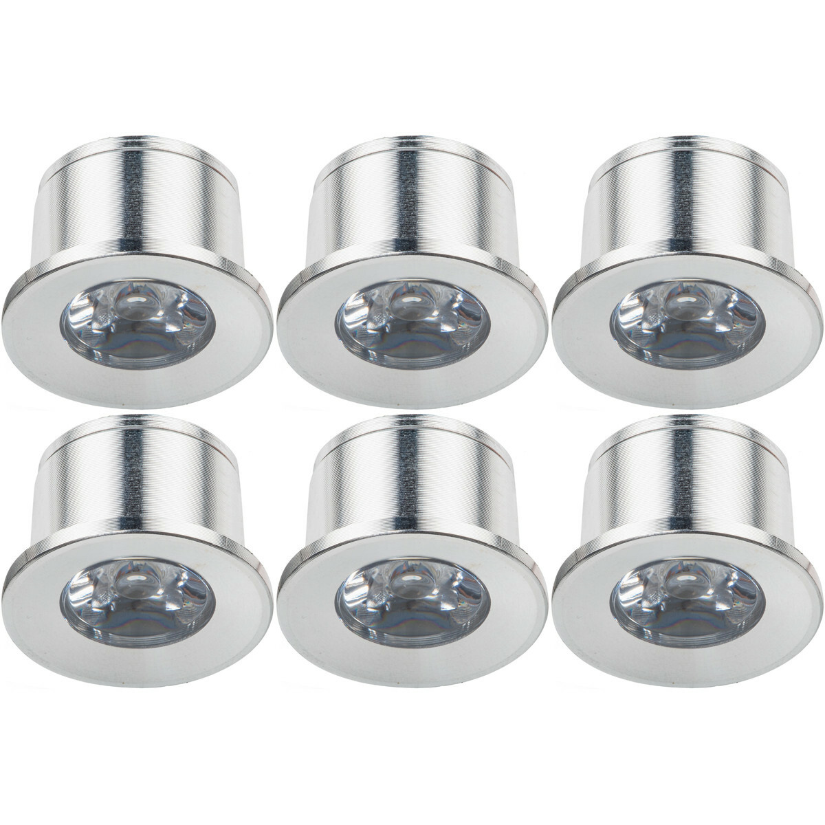 LED Veranda Spot Leuchten 6er Pack - 1W -  Warmweiß 3000K - Einbau - Dimmbar - Rund - Matt Silber - Aluminium - Ø31mm