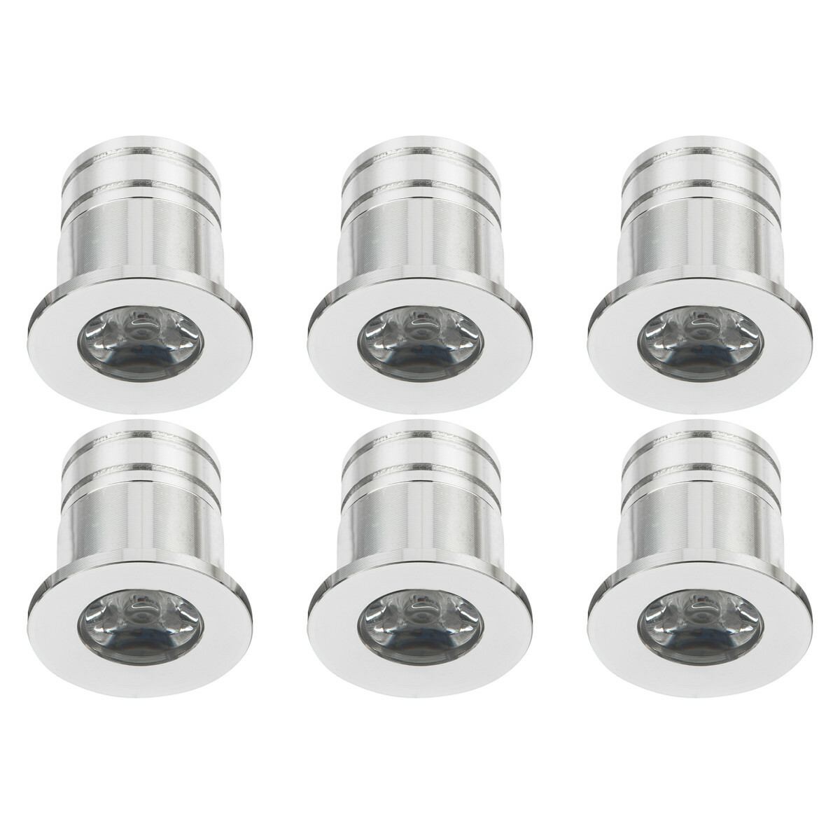 LED Veranda Spot Leuchten 6er Pack - 3W - Universalweiß 4000K - Einbau - Dimmbar - Rund - Silber - Aluminium - Ø31mm