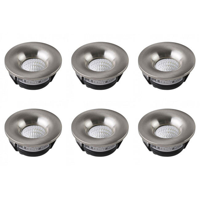 LED Veranda Spot Leuchten 6er Pack - Einbau Rund 3W - Universalweiß 4200K - Matt Chrom Aluminium - Ø48.5mm