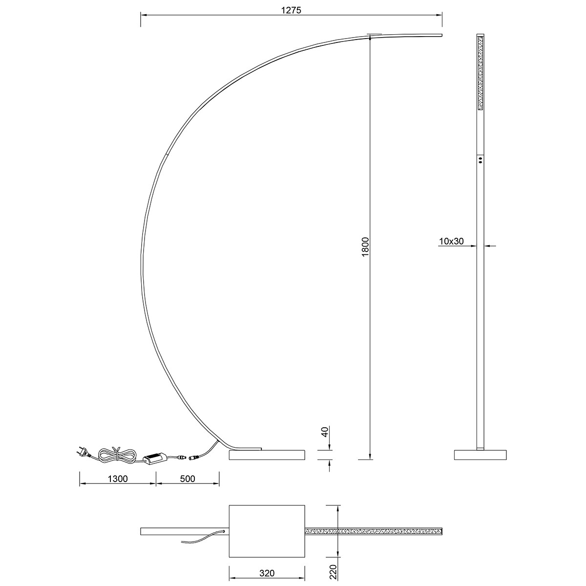 LED Stehleuchte - Trion Bango - 18W - Warmweiß 3000K - Rechteckig - Mattschwarz - Aluminium