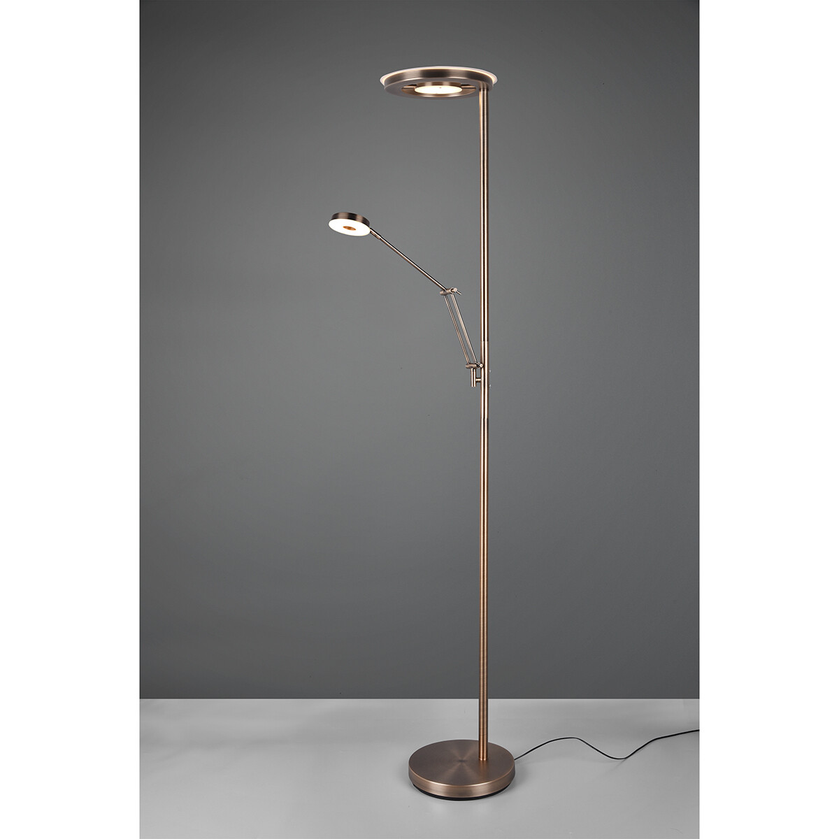 LED Stehleuchte - Trion Barry - 38W - Anpassbare Lichtfarbe - Rund - Alte Bronze - Aluminium