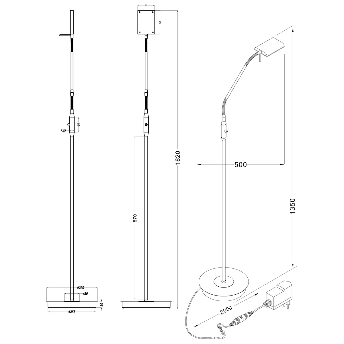 LED Stehleuchte - Trion Bernaro - 12W - Warmweiß 3000K - Dimmbar - Rund - Matt Gold - Aluminium