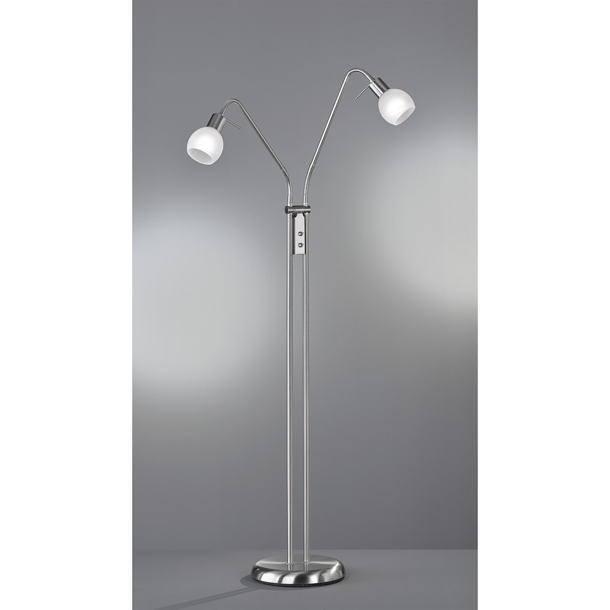 LED Stehleuchte - Trion Besina - E14 Sockel - 2-flammig - Flexarm - Rund - Matt Nickel - Aluminium