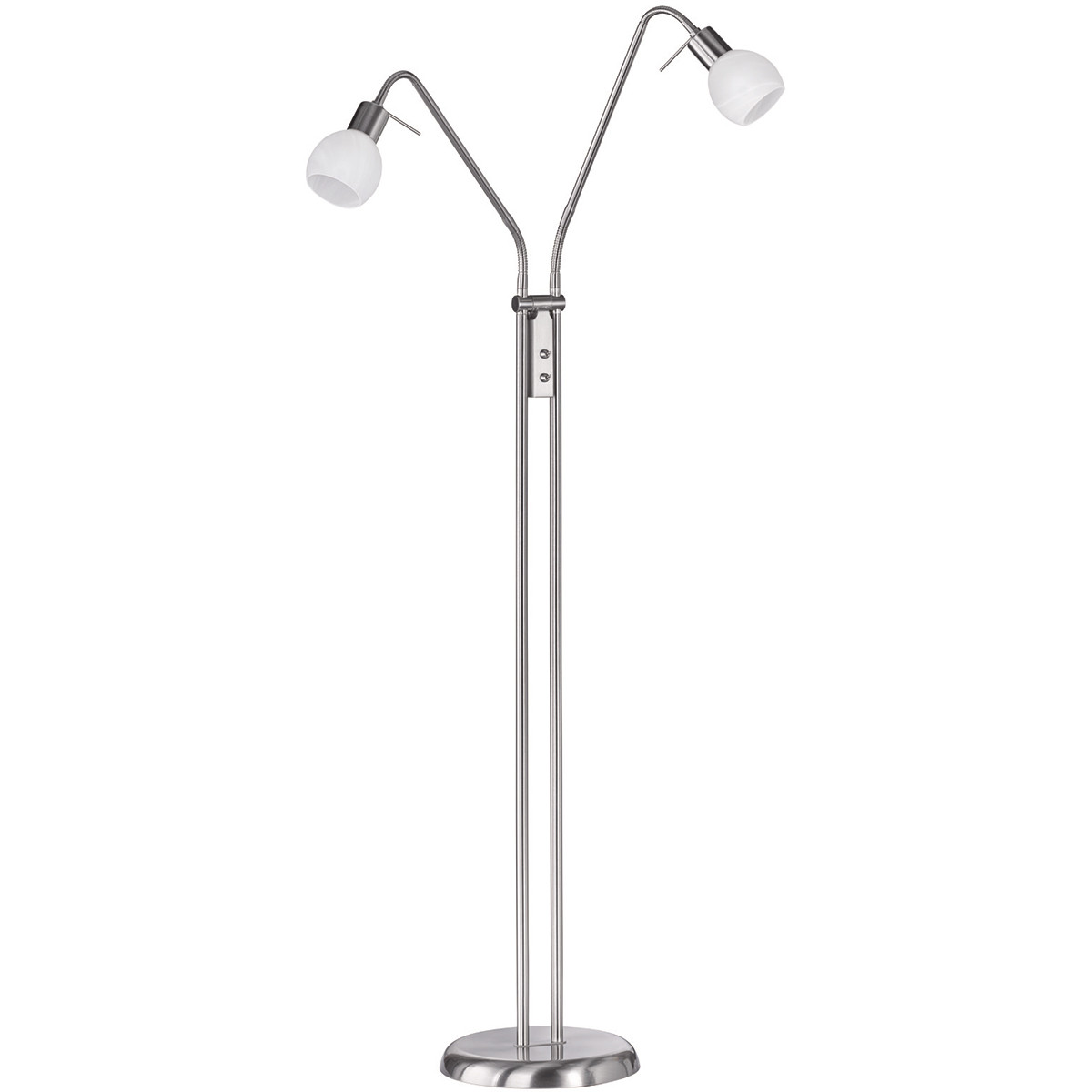 LED Stehleuchte - Trion Besina - E14 Sockel - 2-flammig - Flexarm - Rund - Matt Nickel - Aluminium