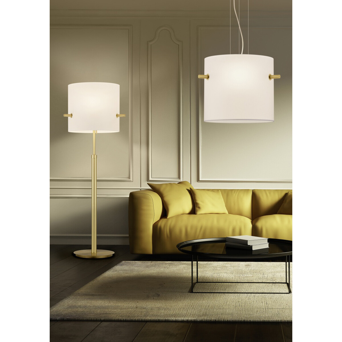 LED Stehlampe - Bodenbeleuchtung - Trion Coleno - E27 Fassung - Rund - Matt Gold - Aluminium