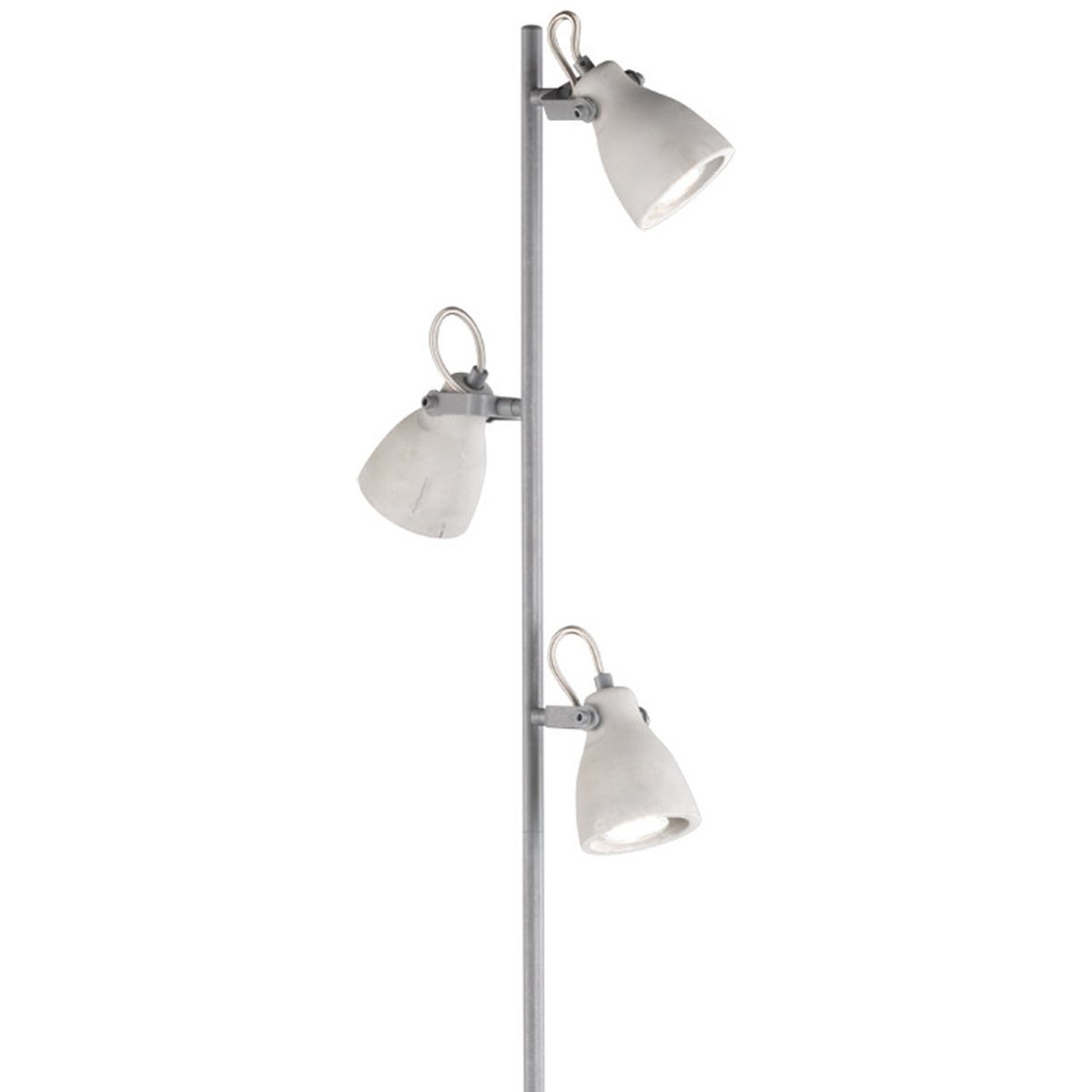 LED Stehleuchte - Trion Concry - GU10 Sockel - 3-flammig - Rund - Mattgrau Betonoptik - Aluminium/Beton