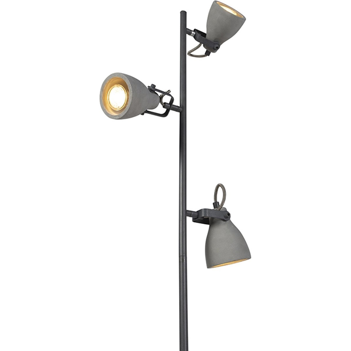 LED Stehleuchte - Trion Concry - GU10 Sockel - 3-flammig - Rund - Mattgrau Betonoptik - Aluminium/Beton