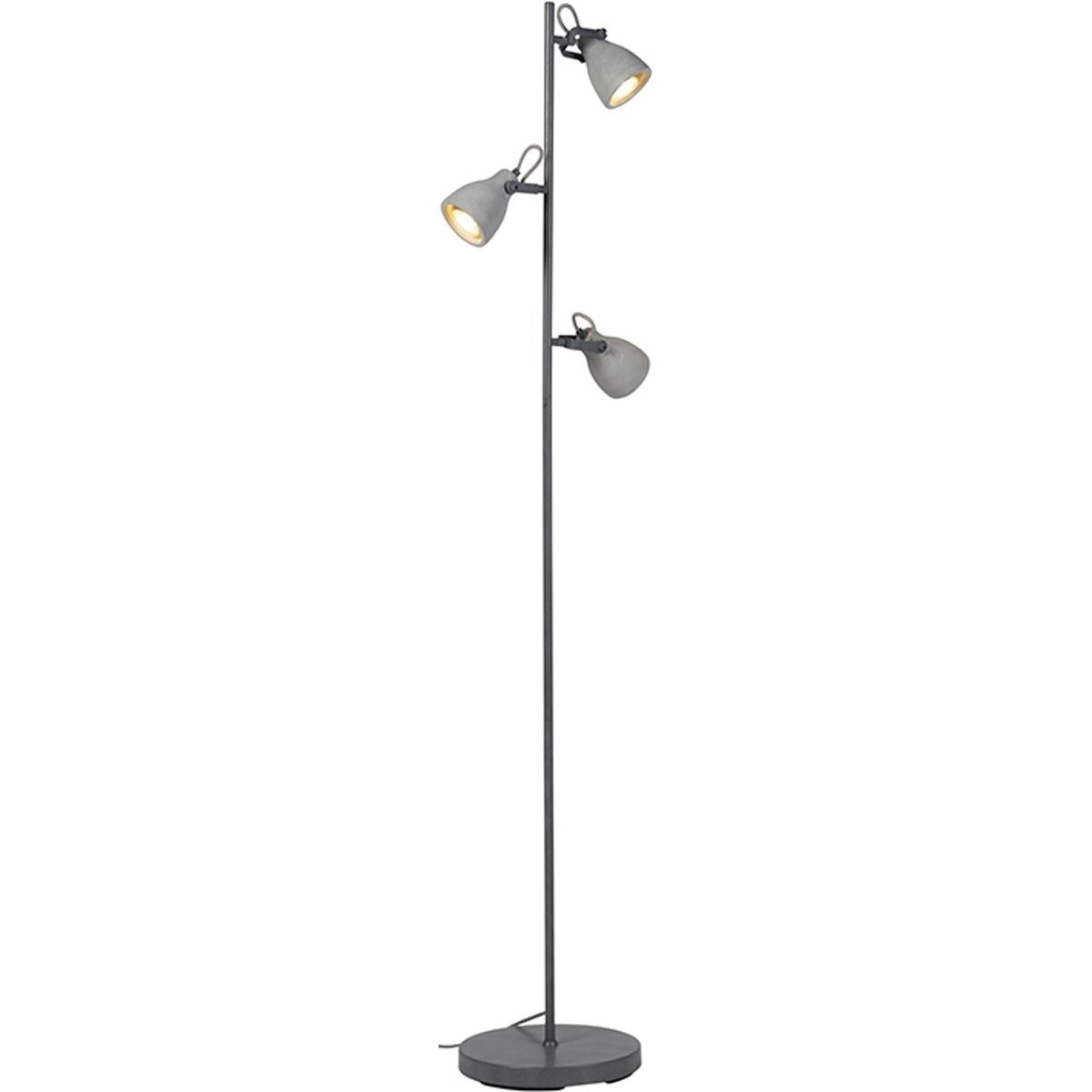 LED Stehleuchte - Trion Concry - GU10 Sockel - 3-flammig - Rund - Mattgrau Betonoptik - Aluminium/Beton