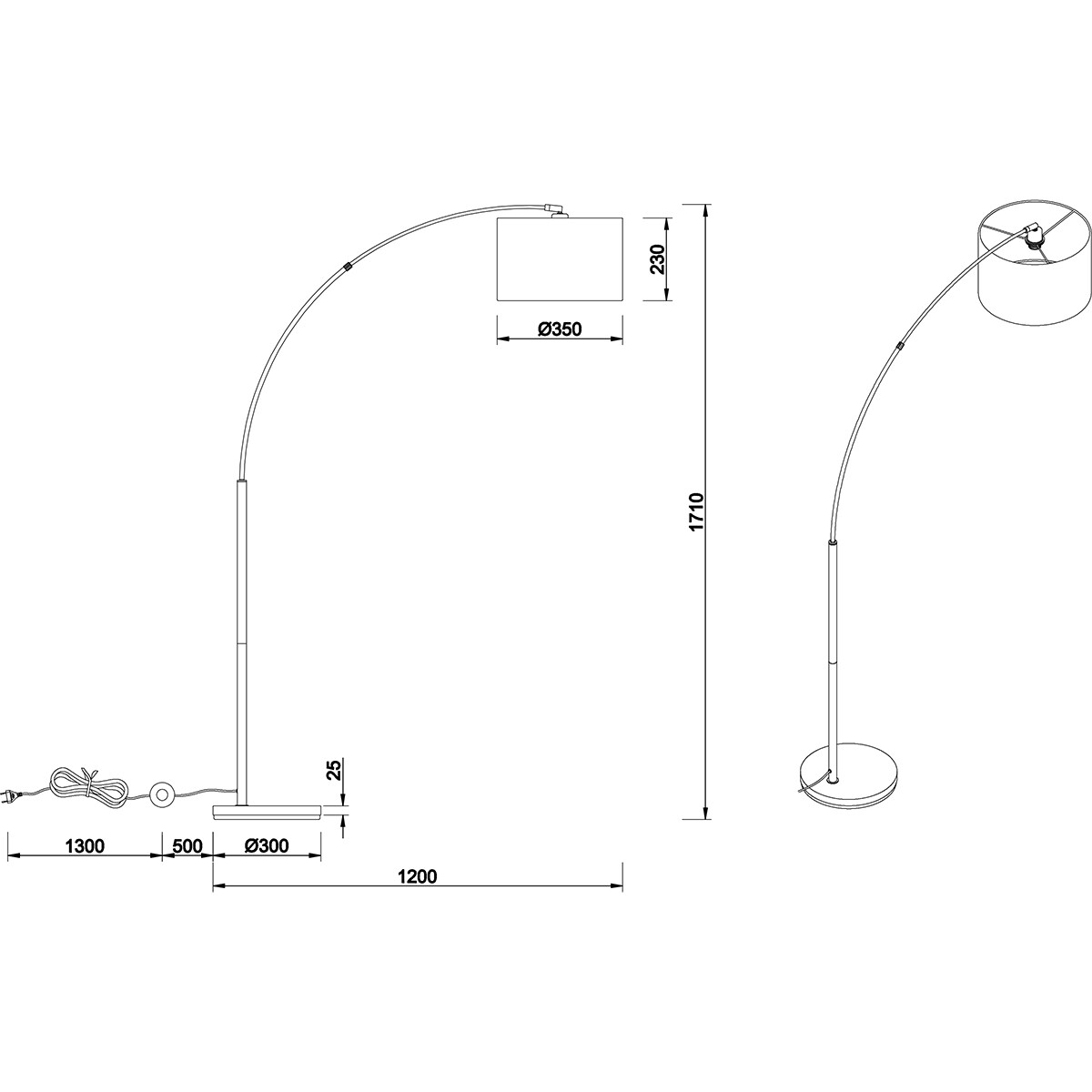 LED Stehlampe - Trion Corry - E27 Fassung - Rund - Matt Schwarz - Aluminium