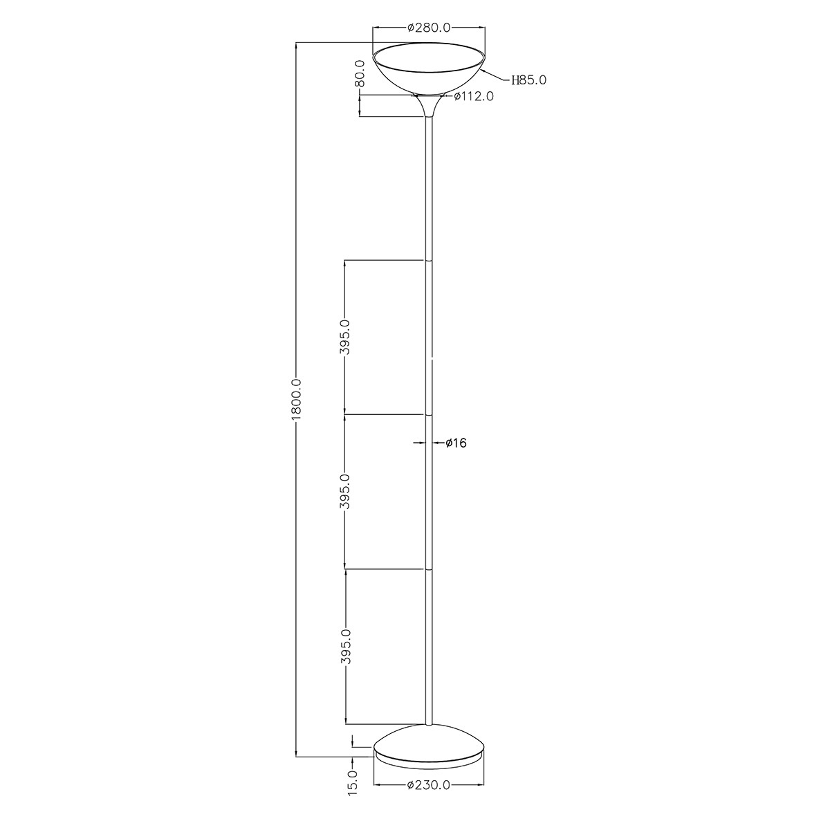 LED Stehleuchte - Trion Dozwi - E27 Sockel - Rund - Matt Titan - Aluminium